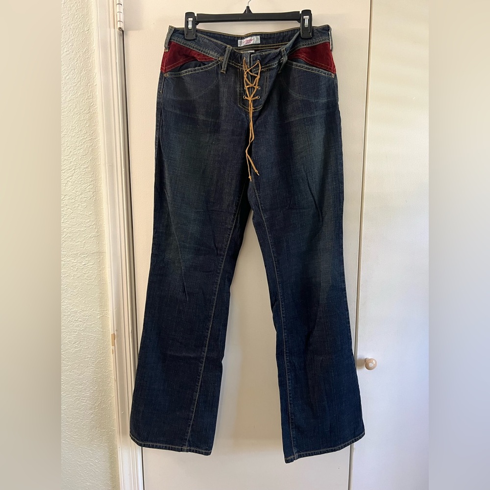 Y2K Xhilaration blue Jeans with Red Accents Size 11